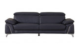 Three Piece Indoor Blue Italian Leather Six Person Seating Set - Homeroots
