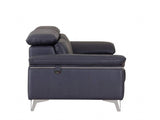 Three Piece Indoor Blue Italian Leather Six Person Seating Set - Homeroots - Flyclothing LLC
