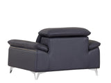31" Navy Blue Genuine Italian Leather Chair - Homeroots - Flyclothing LLC