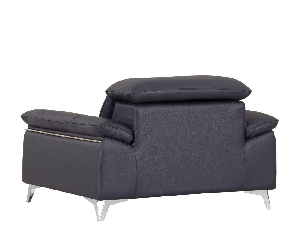 31" Navy Blue Genuine Italian Leather Chair - Homeroots - Flyclothing LLC
