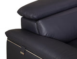 71" Navy Blue And Silver Genuine Leather Loveseat - Homeroots - Flyclothing LLC