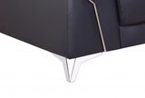 71" Navy Blue And Silver Genuine Leather Loveseat - Homeroots - Flyclothing LLC