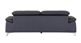 87" Blue Italian Leather Sofa With Silver Legs - Homeroots