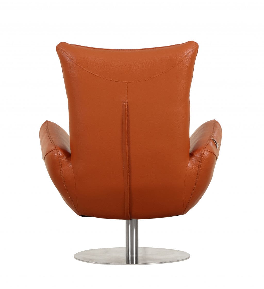 43" Orange Contemporary Leather Lounge Chair - Homeroots - Flyclothing LLC