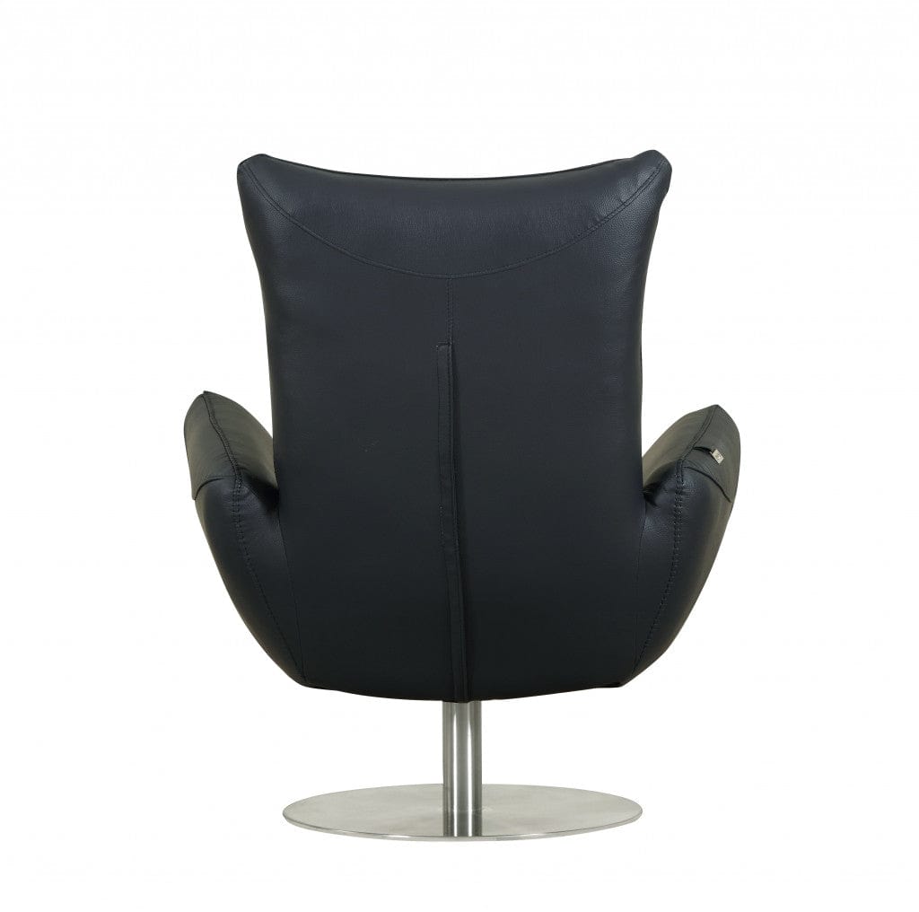 43" Navy Contemporary Leather Lounge Chair - Homeroots - Flyclothing LLC