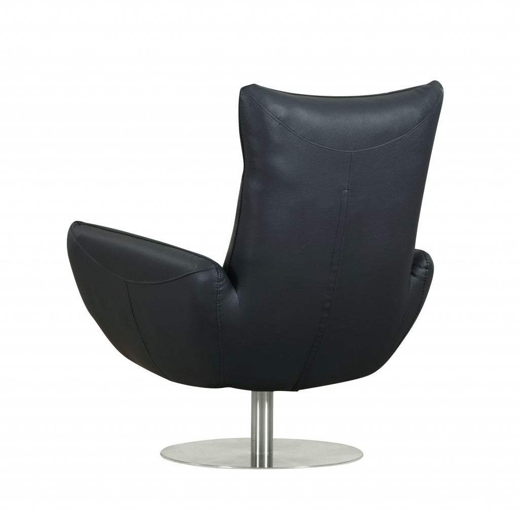 43" Navy Contemporary Leather Lounge Chair - Homeroots - Flyclothing LLC