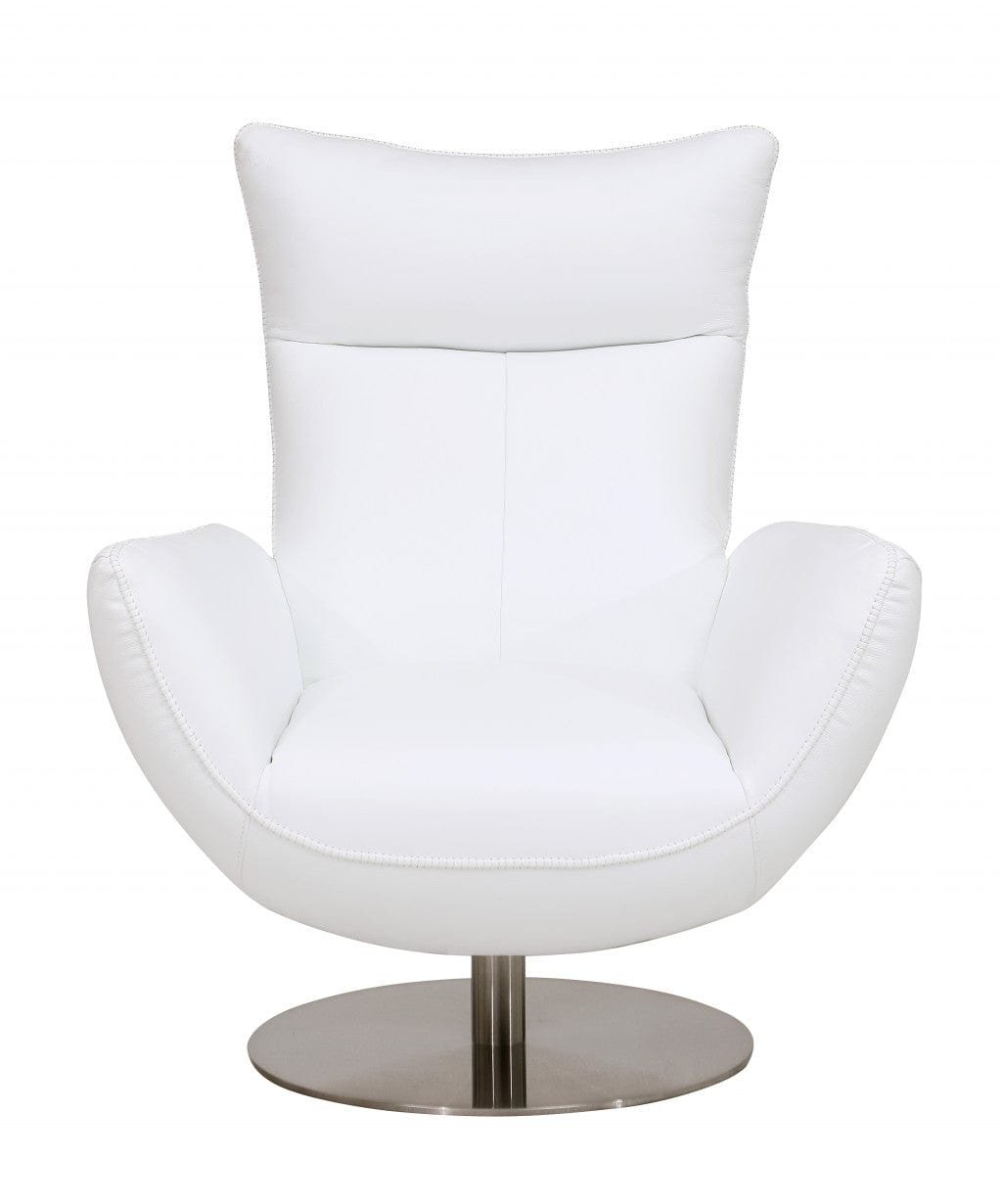 43" White Contemporary Leather Lounge Chair - Homeroots - Flyclothing LLC