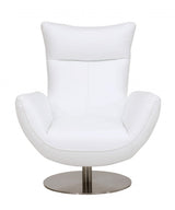 43" White Contemporary Leather Lounge Chair - Homeroots - Flyclothing LLC