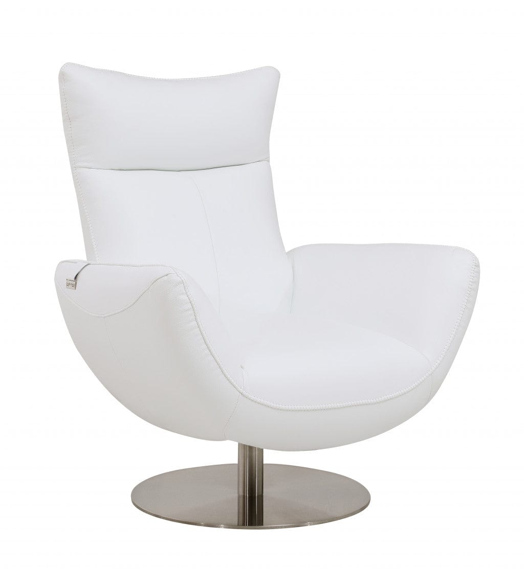 43" White Contemporary Leather Lounge Chair - Homeroots - Flyclothing LLC