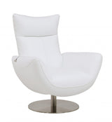 43" White Contemporary Leather Lounge Chair - Homeroots - Flyclothing LLC