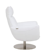 43" White Contemporary Leather Lounge Chair - Homeroots - Flyclothing LLC