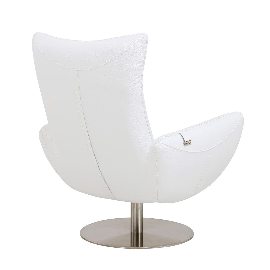43" White Contemporary Leather Lounge Chair - Homeroots - Flyclothing LLC