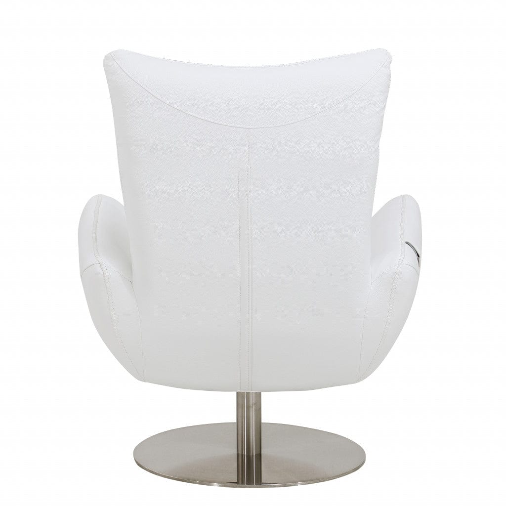 43" White Contemporary Leather Lounge Chair - Homeroots - Flyclothing LLC