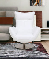 43" White Contemporary Leather Lounge Chair - Homeroots - Flyclothing LLC