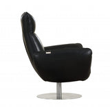 43" Black Contemporary Leather Lounge Chair - Homeroots - Flyclothing LLC