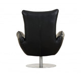 43" Black Contemporary Leather Lounge Chair - Homeroots - Flyclothing LLC