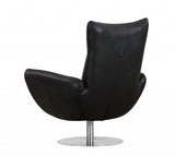 43" Black Contemporary Leather Lounge Chair - Homeroots - Flyclothing LLC