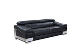 92" Black Italian Leather Sofa With Silver Legs - Homeroots