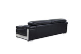 92" Black Italian Leather Sofa With Silver Legs - Homeroots