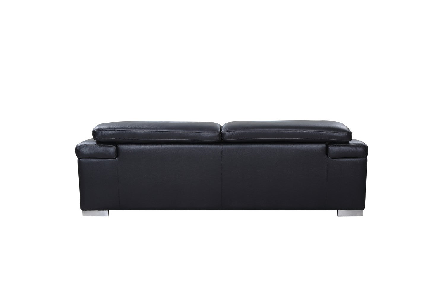 92" Black Italian Leather Sofa With Silver Legs - Homeroots - Flyclothing LLC