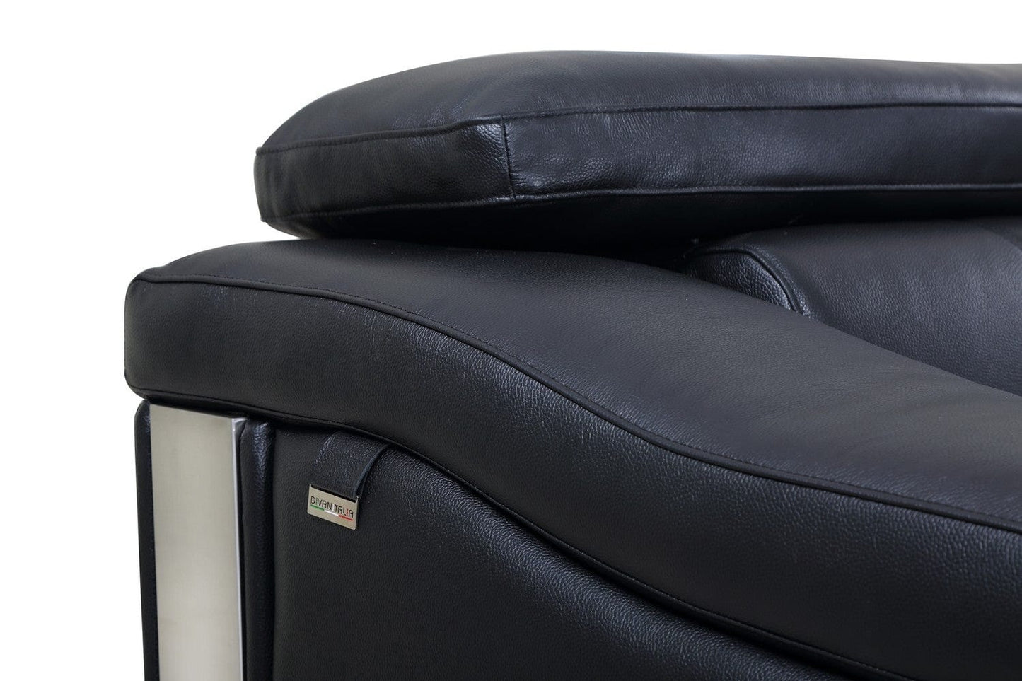 92" Black Italian Leather Sofa With Silver Legs - Homeroots - Flyclothing LLC