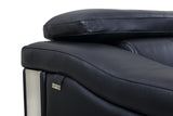 92" Black Italian Leather Sofa With Silver Legs - Homeroots - Flyclothing LLC
