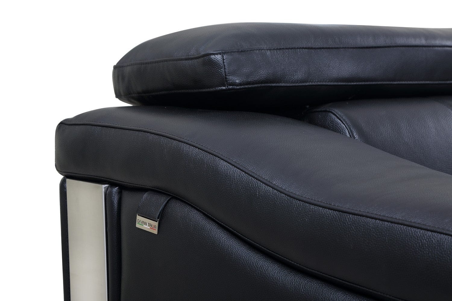 92" Black Italian Leather Sofa With Silver Legs - Homeroots - Flyclothing LLC