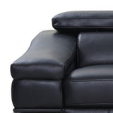 92" Black Italian Leather Sofa With Silver Legs - Homeroots - Flyclothing LLC