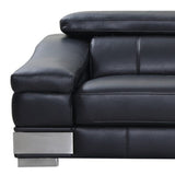 92" Black Italian Leather Sofa With Silver Legs - Homeroots - Flyclothing LLC