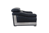 73" Black And Silver Genuine Leather Love Seat - Homeroots