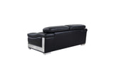 73" Black And Silver Genuine Leather Love Seat - Homeroots - Flyclothing LLC