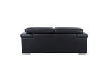 73" Black And Silver Genuine Leather Love Seat - Homeroots - Flyclothing LLC