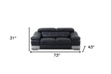 73" Black And Silver Genuine Leather Love Seat - Homeroots - Flyclothing LLC