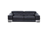 Three Piece Indoor Black Italian Leather Six Person Seating Set - Homeroots - Flyclothing LLC