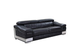 Three Piece Indoor Black Italian Leather Six Person Seating Set - Homeroots - Flyclothing LLC