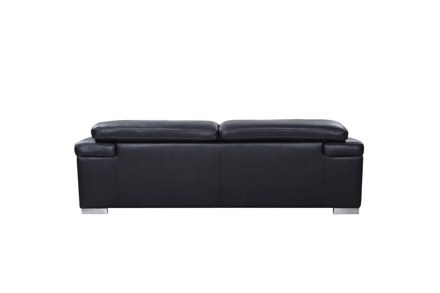 Three Piece Indoor Black Italian Leather Six Person Seating Set - Homeroots - Flyclothing LLC