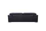 Three Piece Indoor Black Italian Leather Six Person Seating Set - Homeroots - Flyclothing LLC