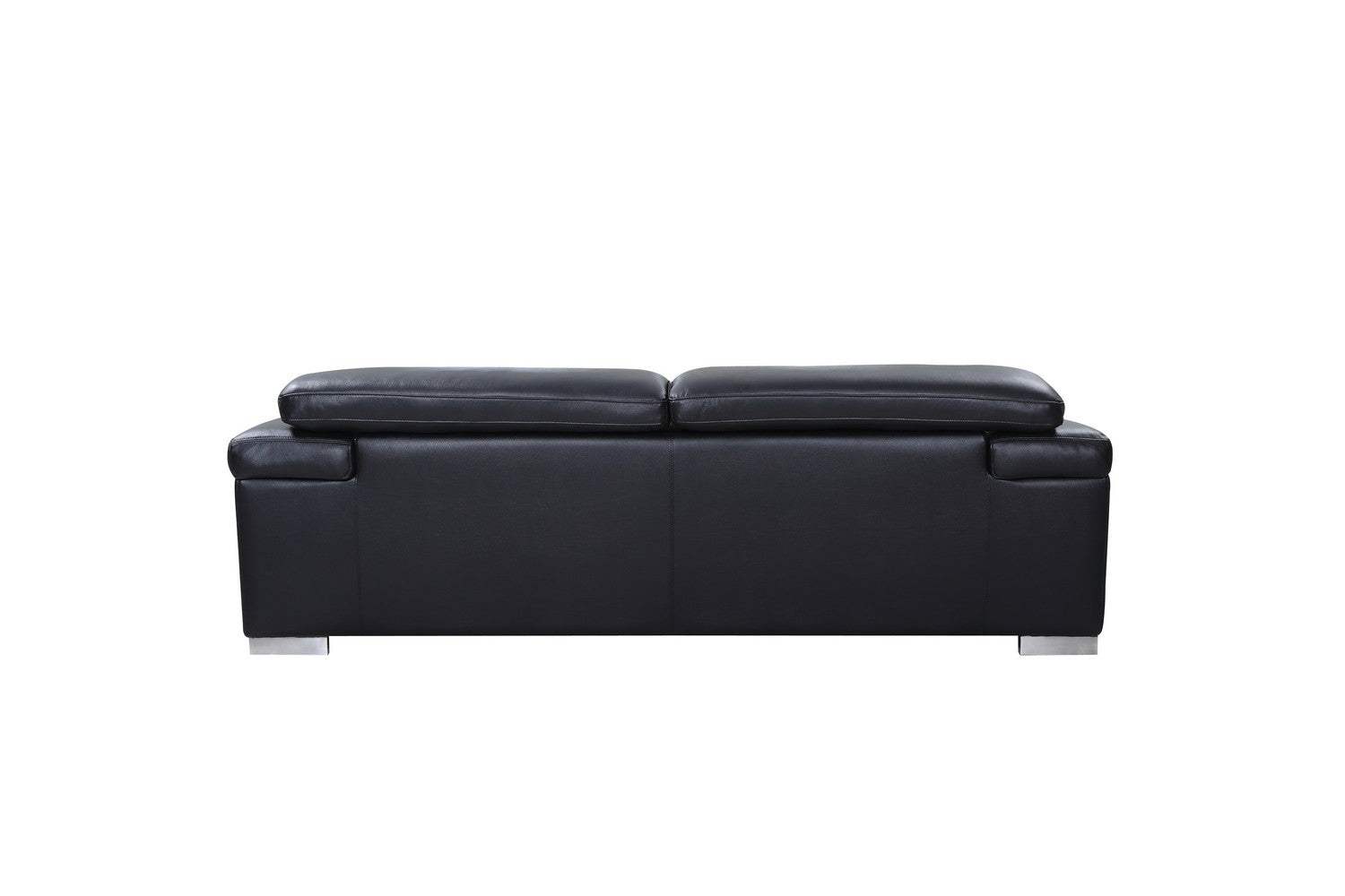 Three Piece Indoor Black Italian Leather Six Person Seating Set - Homeroots - Flyclothing LLC