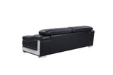Three Piece Indoor Black Italian Leather Six Person Seating Set - Homeroots - Flyclothing LLC