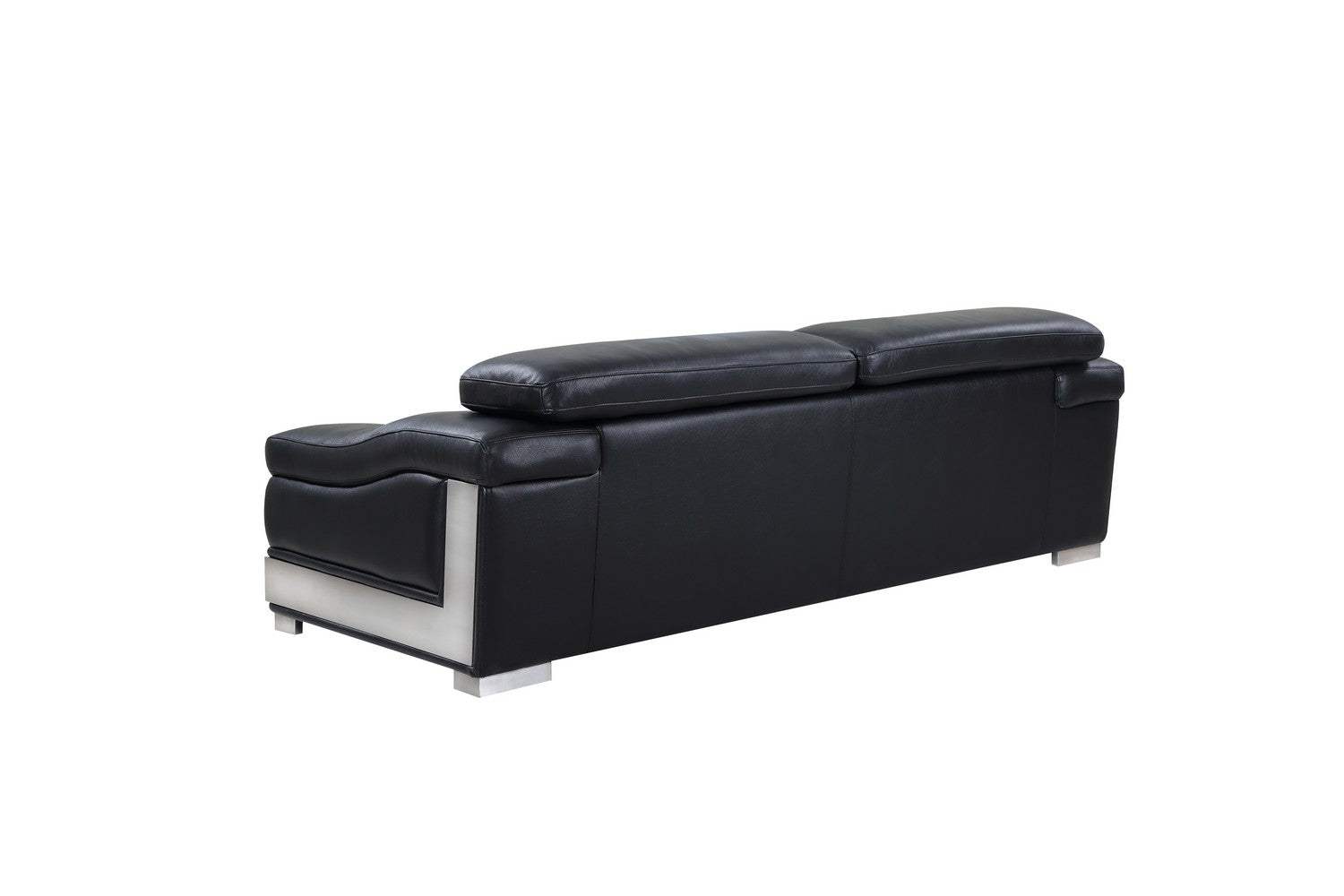 Three Piece Indoor Black Italian Leather Six Person Seating Set - Homeroots - Flyclothing LLC