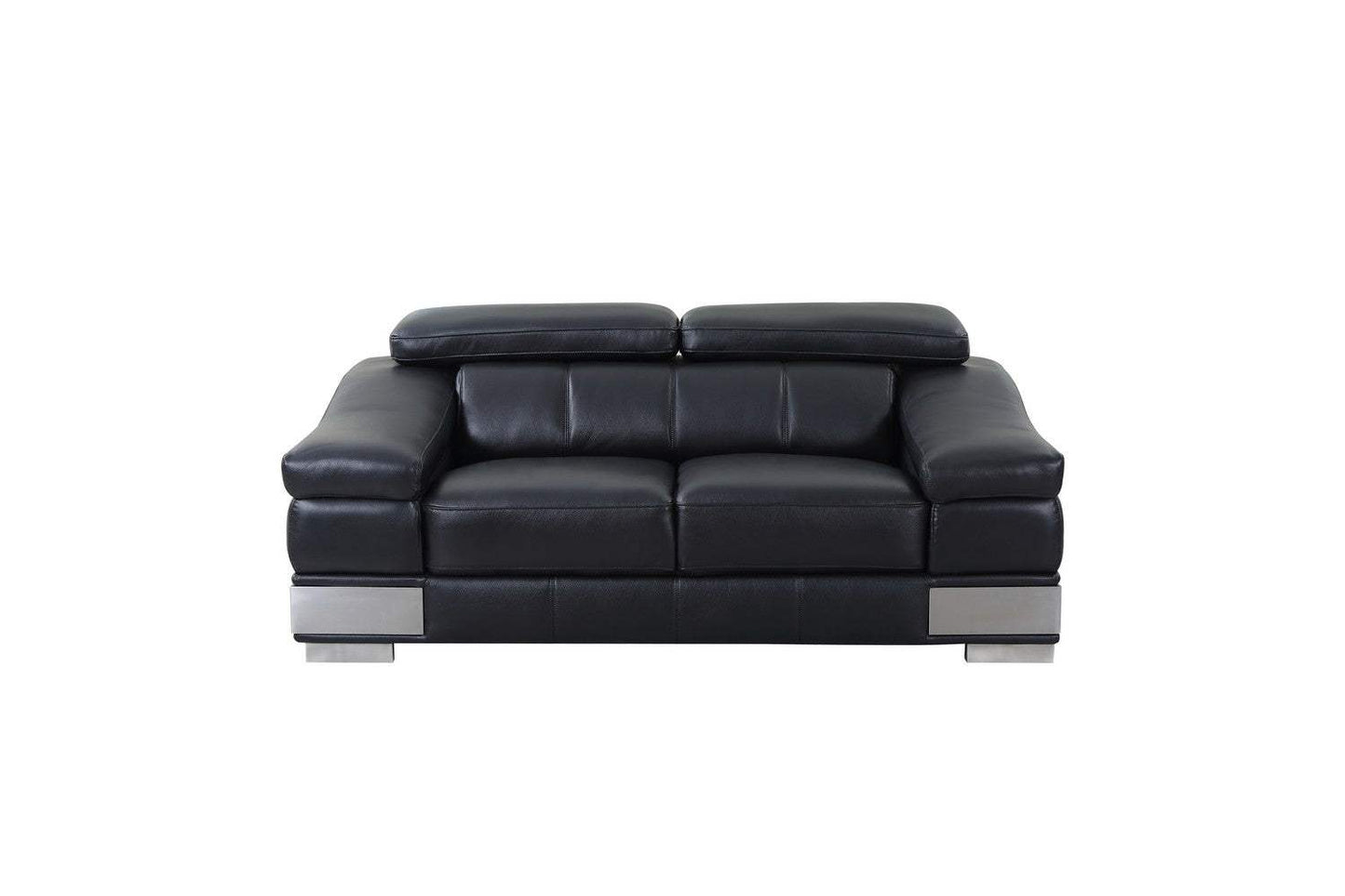 Three Piece Indoor Black Italian Leather Six Person Seating Set - Homeroots - Flyclothing LLC