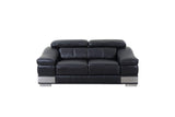 Three Piece Indoor Black Italian Leather Six Person Seating Set - Homeroots - Flyclothing LLC
