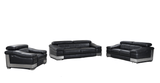 Three Piece Indoor Black Italian Leather Six Person Seating Set - Homeroots