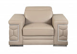 Three Piece Indoor Beige Italian Leather Six Person Seating Set - Homeroots - Flyclothing LLC