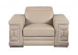 Three Piece Indoor Beige Italian Leather Six Person Seating Set - Homeroots