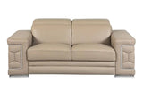 Three Piece Indoor Beige Italian Leather Six Person Seating Set - Homeroots