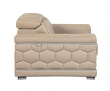 Three Piece Indoor Beige Italian Leather Six Person Seating Set - Homeroots