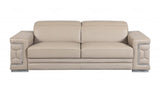 89" Beige Italian Leather Sofa With Silver Legs - Homeroots