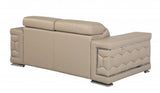 71" Beige And Silver Genuine Leather Love Seat - Homeroots
