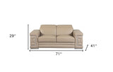 71" Beige And Silver Genuine Leather Love Seat - Homeroots - Flyclothing LLC